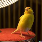 Yellow Canary Under Ceramic Lamp